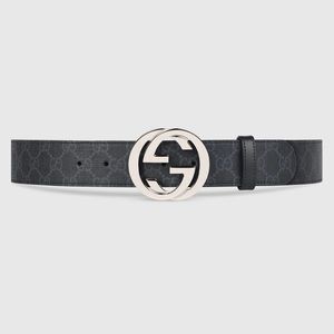 Gucci Mens belt w/ monogram - Black - Silver G buckle - Size 30